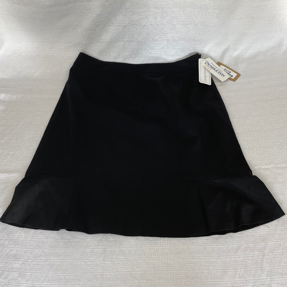 NWT Pendleton Women's 16P x 23L Black Wool Side Zip Trumpet Skirt #0178